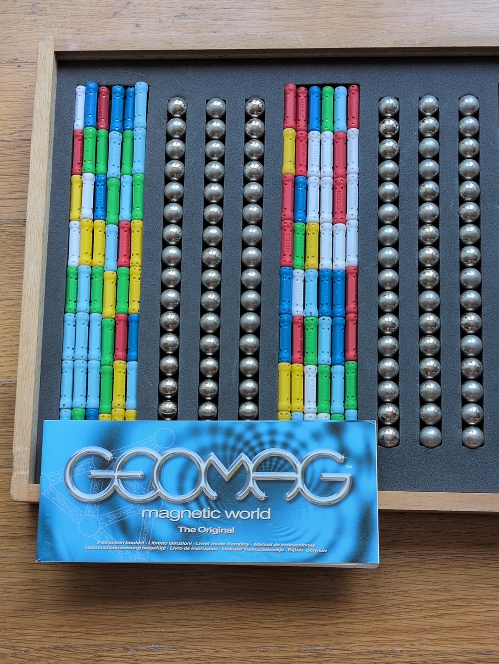 Vintage Geomag Swiss Magnetic Building Set Wooden Box European STEM Toy